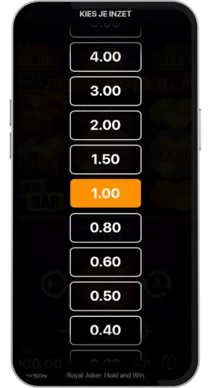 Kies je inzet en moeilijkheidsgraad